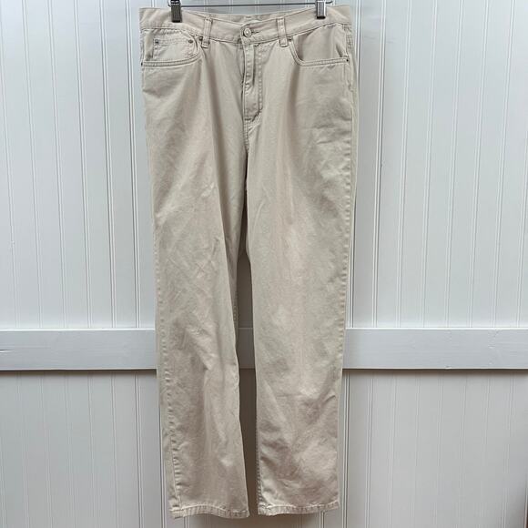 Tommy Hilfiger Women's Preppy Straight Leg Pants 12 Tan Khaki Cotton Normcore - Picture 2 of 11